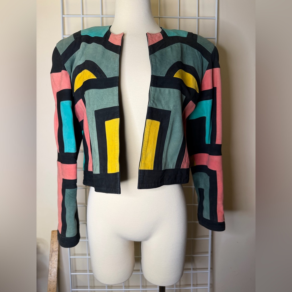 Vallentino Vera Pelle-"A Study In Color Blocking" Suede Jacket